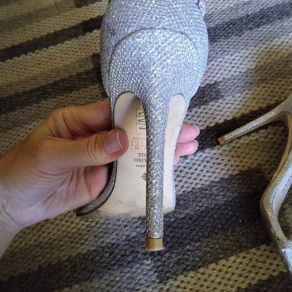 Stuart Weitzman Nudistcurve Patent crystal color Ankle strap sandals size 8 - Picture 8 of 9